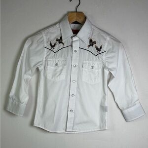 PatronCito Kids Western Snap Shirt Embroidered Rooster Cowboy Rodeo Sz 6
